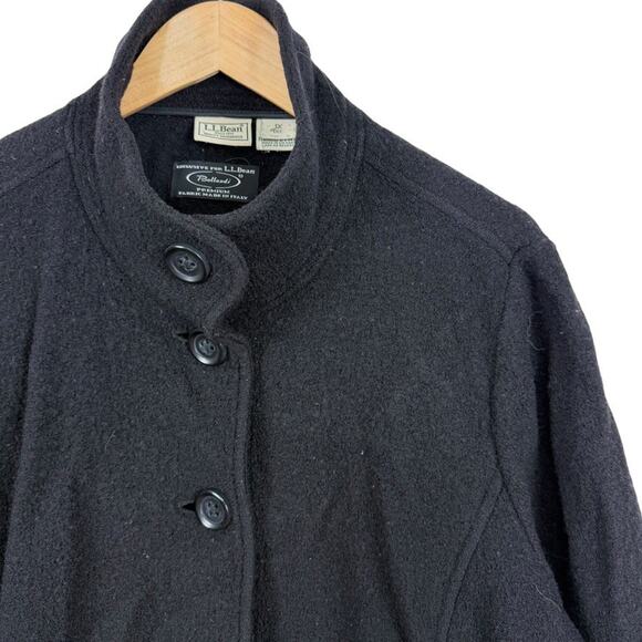 LL Bean Bellandi 100% Wool Black Boiled Wool Sweater Jacket Cardigan 1X Ex Tall - Picture 5 of 16